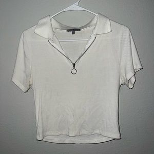 Collared white crop top